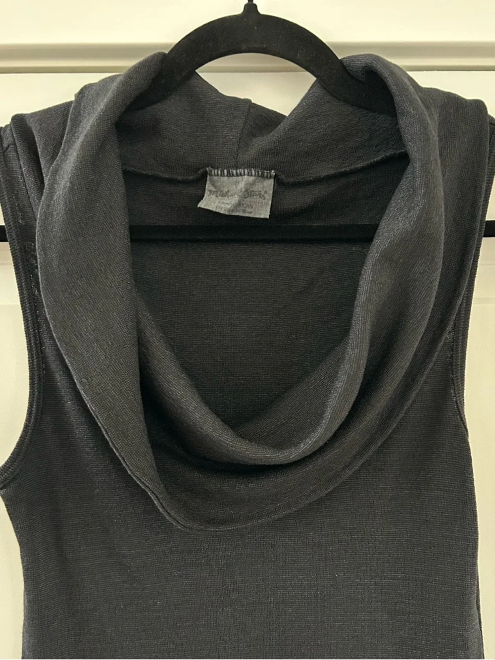 Michael Stars Black Cowl Neck Sleeveless Top One Size Soft Stretch Knit Tank